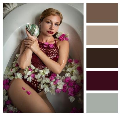 Spa Petal Bath Woman Image